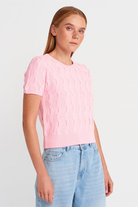 Strukturierte Ripp-Crop-Bluse - Image 1