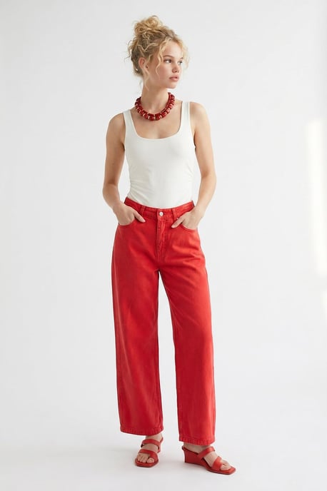 Hochtaillierte Weite Jeans aus Baumwolle - Image 2