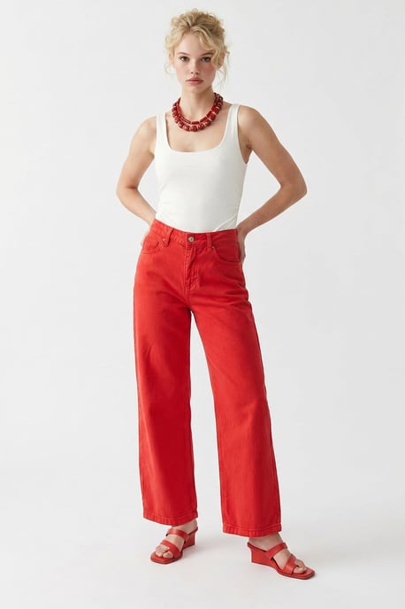 Hochtaillierte Weite Jeans aus Baumwolle - Image 3