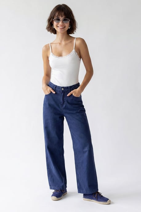 Hochtaillierte Weite Jeans aus Baumwolle - Image 2