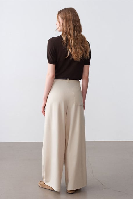 Damen High-Waist Weitbein-Crepe-Hosen - Image 2