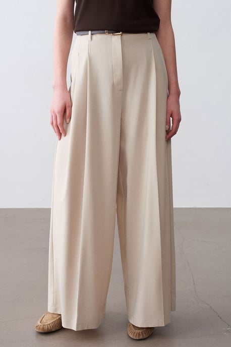 Damen High-Waist Weitbein-Crepe-Hosen - Image 3