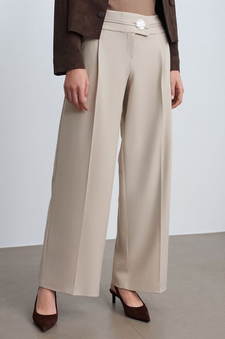 Hoch taillierte weite Crepe-Hosen - Image 3