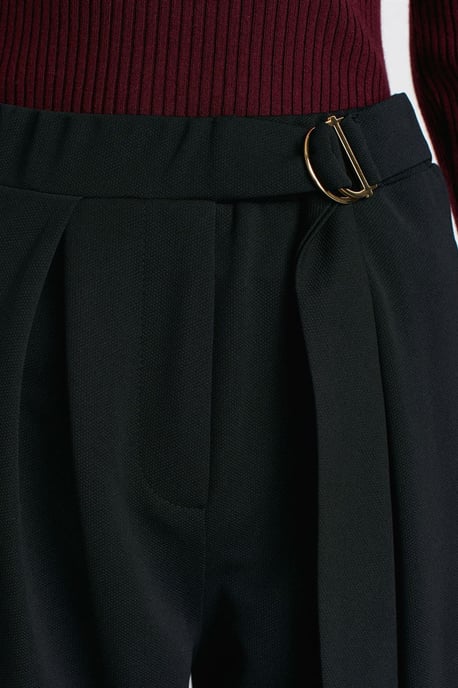 Dilvin Hoch taillierte weite Crepe-Hose - Schwarz - Image 4