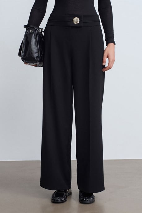 Hoch taillierte weite Crepe-Hosen - Image 3