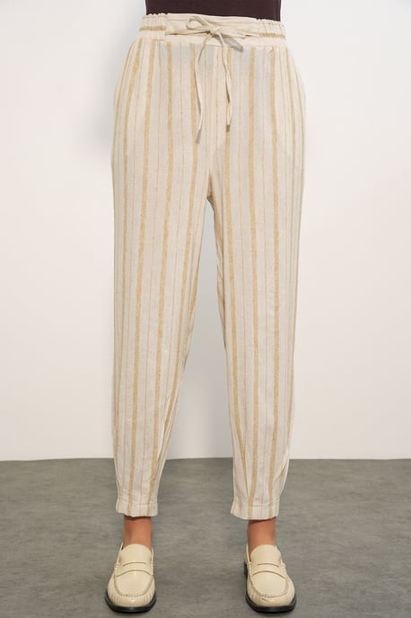 Gestreifte Leinenblend-Jogginghose - Image 4