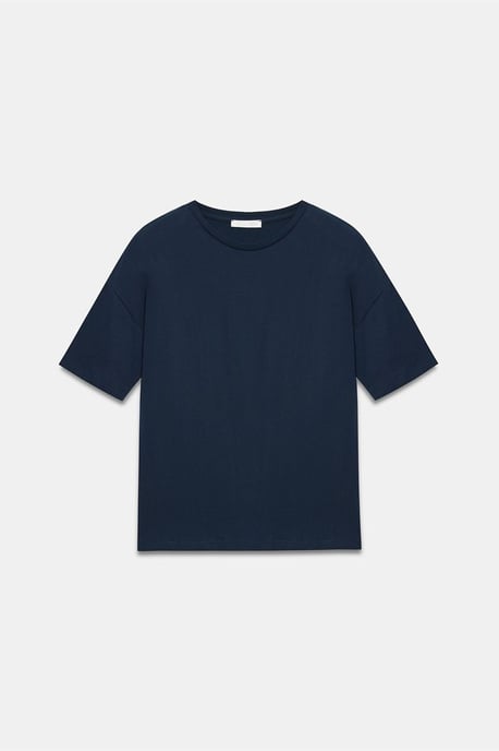 Dilvin Baumwoll-T-Shirt für Damen mit Rundhalsausschnitt - Marineblau - Image 5