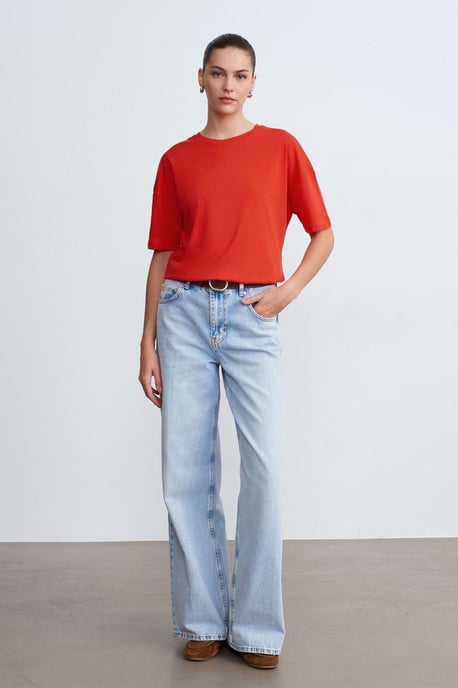 Damen Baumwoll Rundhalsausschnitt T-Shirt - Image 1