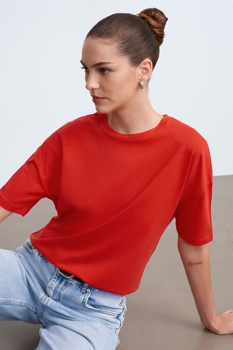 Damen Baumwoll Rundhalsausschnitt T-Shirt - Image 3