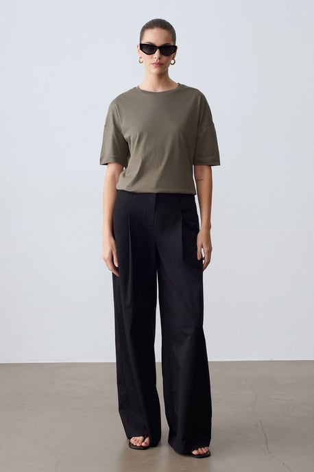 Damen Baumwoll Rundhalsausschnitt T-Shirt - Image 1