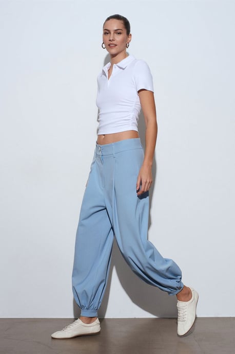 Damen Crop Slim Fit Polo T-Shirt - Image 4
