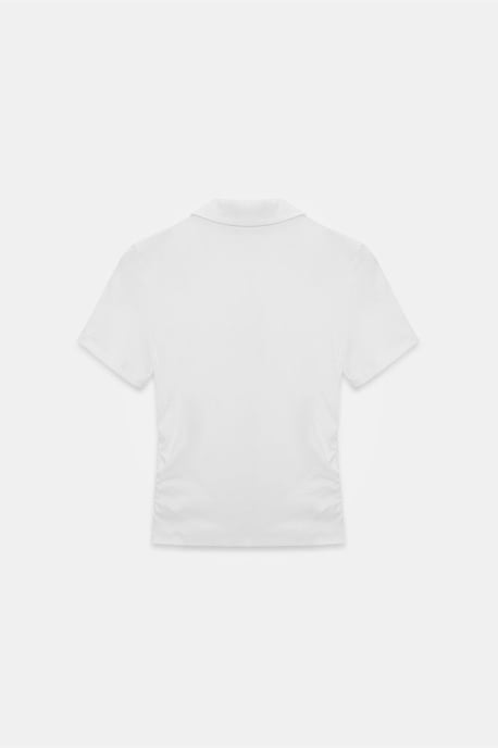 Damen Crop Slim Fit Polo T-Shirt - Image 5