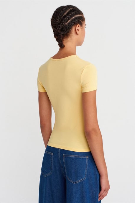 Damen Crop Slim-Fit Rundhals-T-Shirt - Image 2