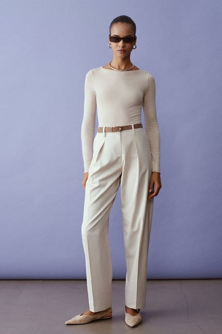 Belted Straight-Leg-Crepeshosen - Image 1