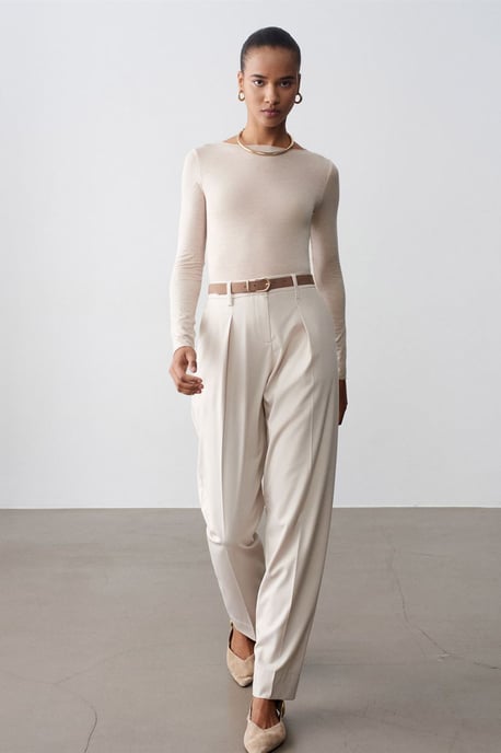Belted Straight-Leg-Crepeshosen - Image 2