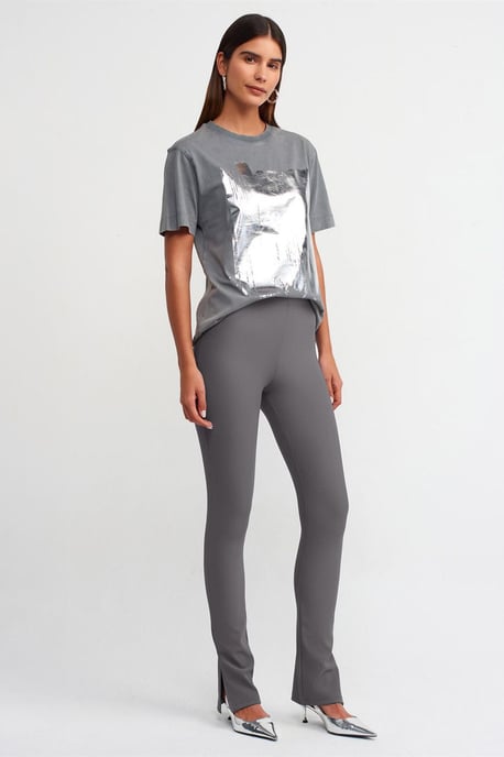 Hochtaillierte Flared Leggings mit Schlitz - Image 1