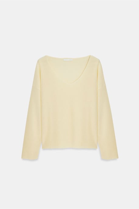 Damen V-Ausschnitt Rippenstrickpullover - Image 5