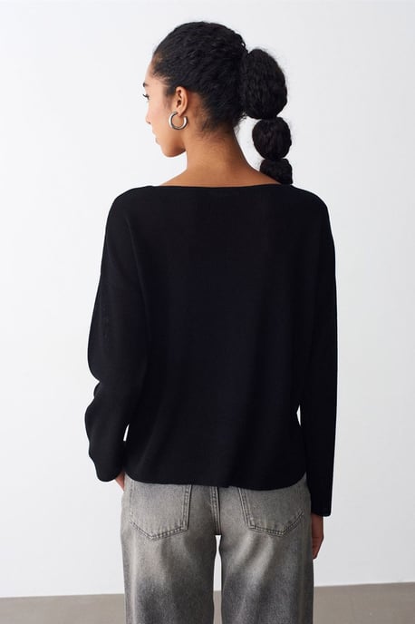 Damen V-Ausschnitt Rippstrickpullover - Image 2