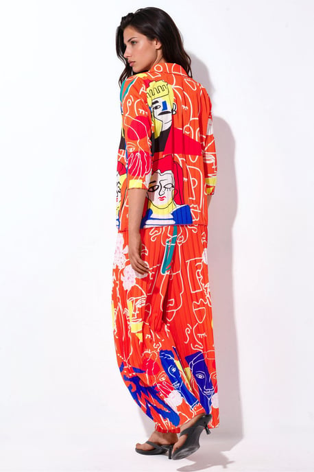 MSN Collection Set: Shirt mit abstraktem Druck und weitbeinige Hose - Mehrfarbig - Image 3