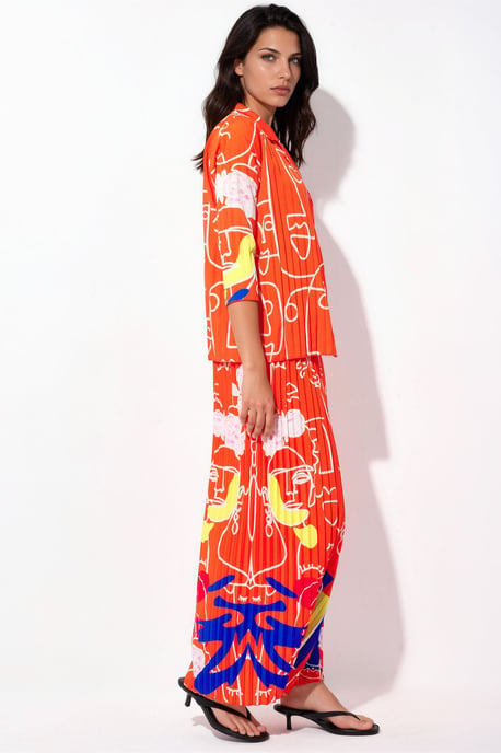 MSN Collection Set: Shirt mit abstraktem Druck und weitbeinige Hose - Mehrfarbig - Image 4