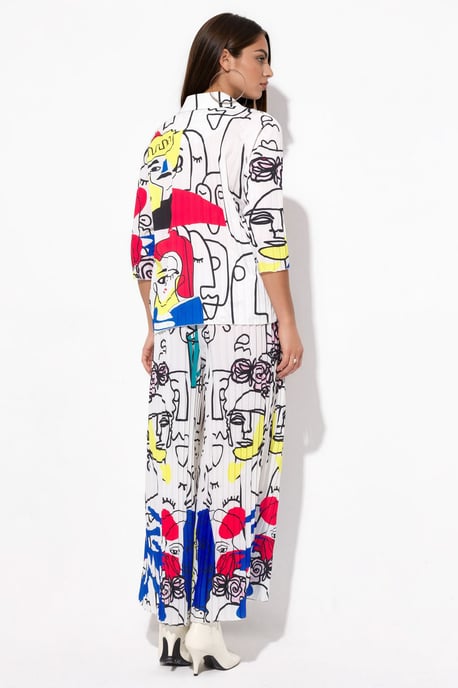 Abstract-Print-Hemd und weit geschnittene Hose Set - Image 3