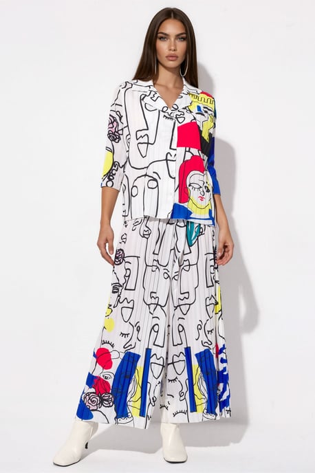 Abstract-Print-Hemd und weit geschnittene Hose Set - Image 5