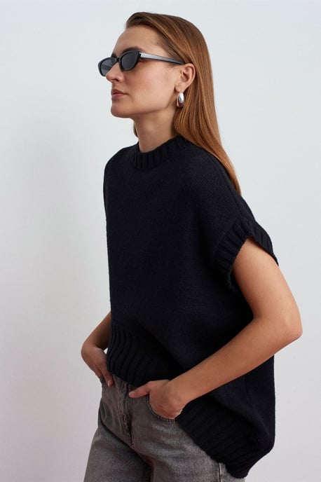 Übergroßer gerippter Strickpullover-Weste - Image 2