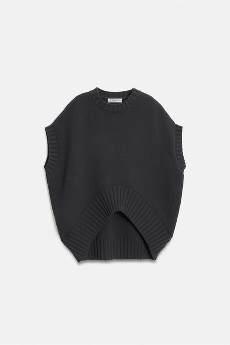 Übergroßer gerippter Strickpullover-Weste - Image 5