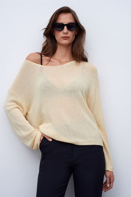 Damen Rippstrick Boot-Ausschnitt Pullover - Image 3