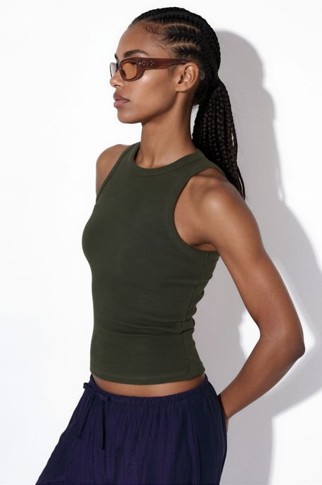 Rippstrick-Baumwoll-Mix Tanktop - Image 2