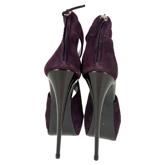 Giuseppe Zanotti Plateau-Pumps mit gekreuzten Riemen aus burgunderrotem Wildleder - Image 3