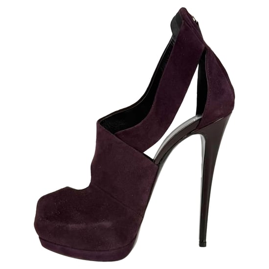Giuseppe Zanotti Plateau-Pumps mit gekreuzten Riemen aus burgunderrotem Wildleder - Image 4
