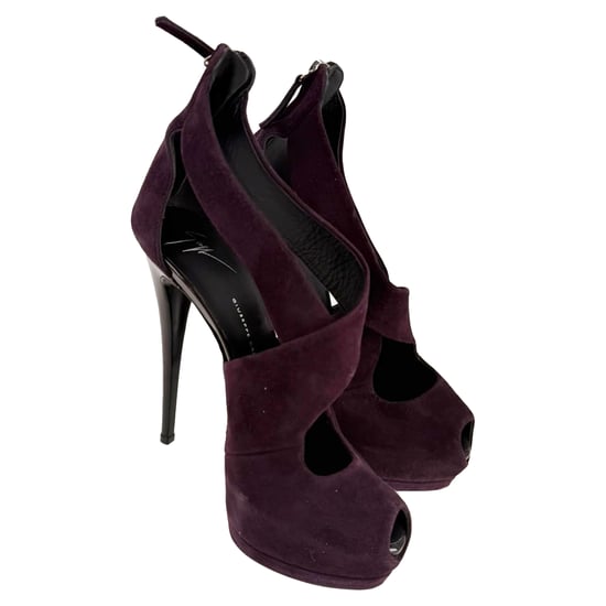 Giuseppe Zanotti Plateau-Pumps mit gekreuzten Riemen aus burgunderrotem Wildleder - Image 5