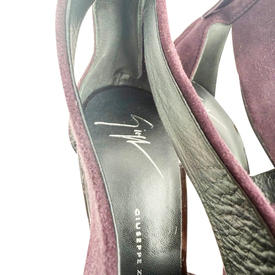 Giuseppe Zanotti Plateau-Pumps mit gekreuzten Riemen aus burgunderrotem Wildleder - Image 6