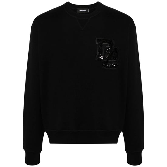 Dsquared2 D2 Pailletten-logo-pullover Mit Rundhalsausschnitt, Schwarz - Image 1