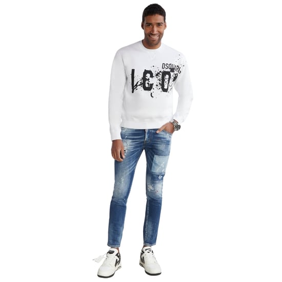 Dsquared2 Icon Splash Cool Fit Crew Neck White Sweatshirt - Image 4