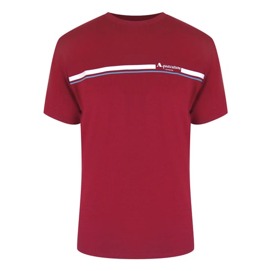 Aquascutum Active Cotton Stripes Bordeaux Burgundy T-shirt - Image 1