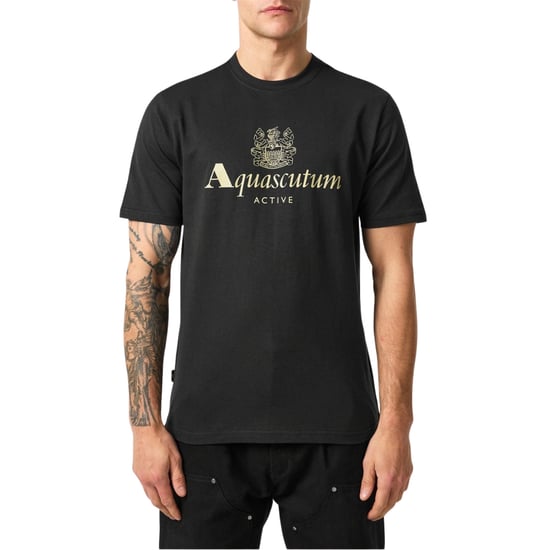 Aquascutum Active T-shirt Mit Großem Logo, Schwarz - Image 4