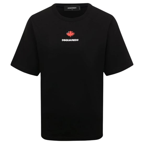Dsquared2 Pixel Leaf Logo Print Crew Neck Schwarzes T-shirt - Image 1
