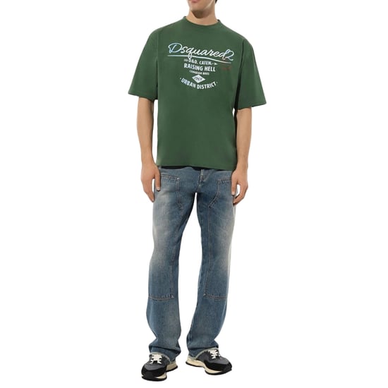 Dsquared2 Branded Raising Hell Logo Grünes T-shirt - Image 6