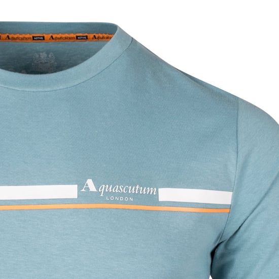 Aquascutum Active Cotton Stripes Avio Blue T-shirt - Image 3