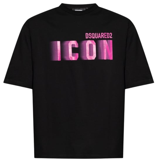 Dsquared2 Icon Pink Blur Print Schwarzes T-shirt Mit Lockerer Passform - Image 1