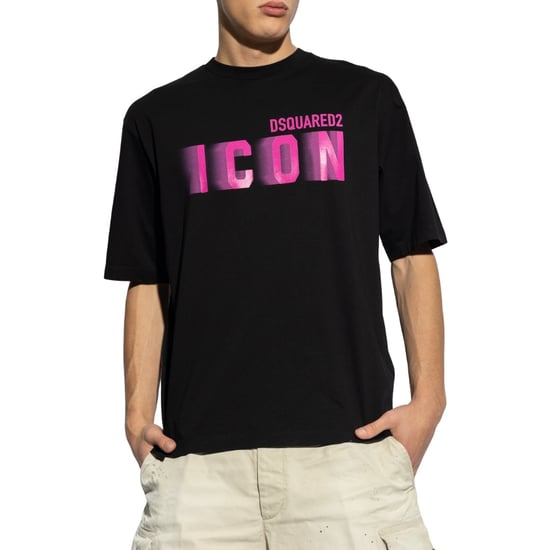 Dsquared2 Icon Pink Blur Print Schwarzes T-shirt Mit Lockerer Passform - Image 2