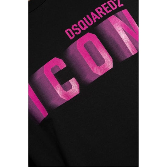 Dsquared2 Icon Pink Blur Print Schwarzes T-shirt Mit Lockerer Passform - Image 4