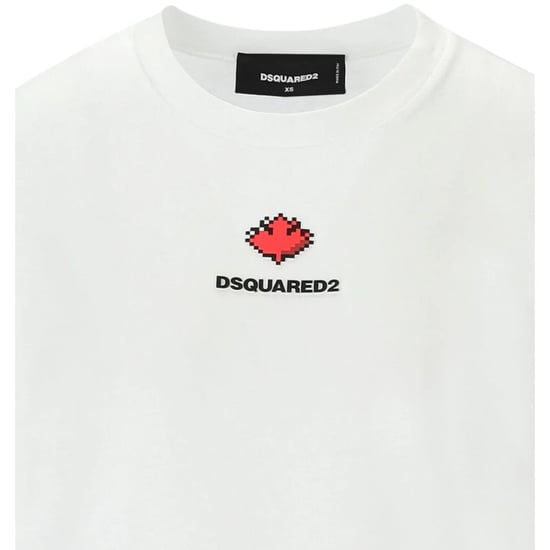 Dsquared2 Pixel Leaf Logo Print Rundhals-t-shirt, Weiß - Image 3