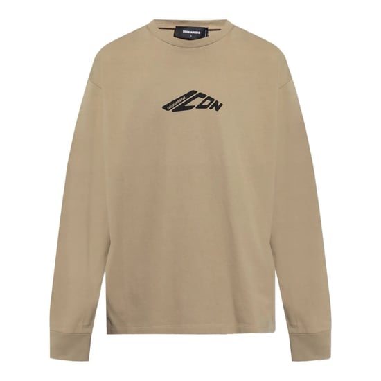 Dsquared2 Khaki Langarm-t-shirt, Schwarz, Dehnbar, Icon-logo - Image 1