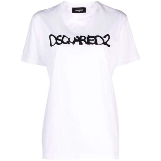 Dsquared2 Graffiti Spray Logo Weißes T-shirt - Image 1