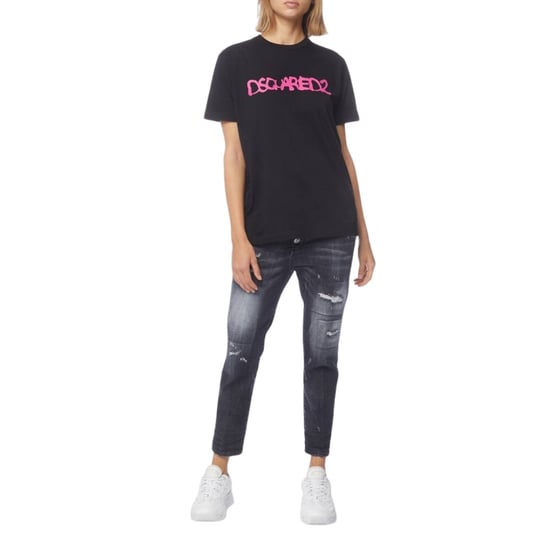 Dsquared2 Graffiti Spray Logo Schwarzes T-shirt - Image 5