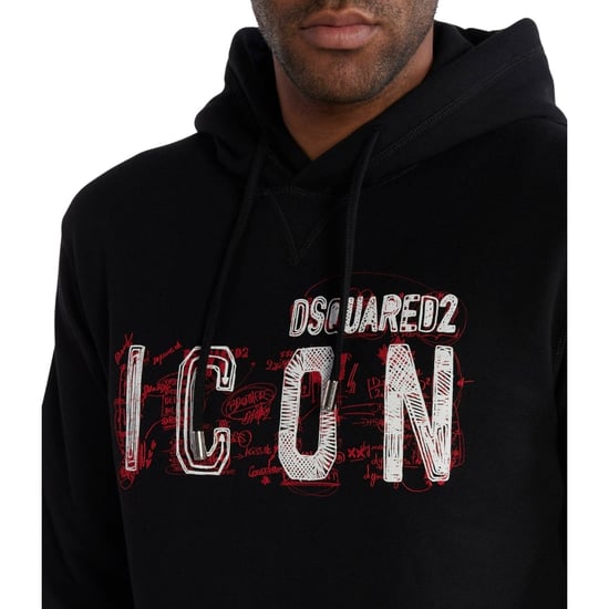 Dsquared2 Icon Scribble Logo Cool Fit Schwarzer Hoodie - Image 4