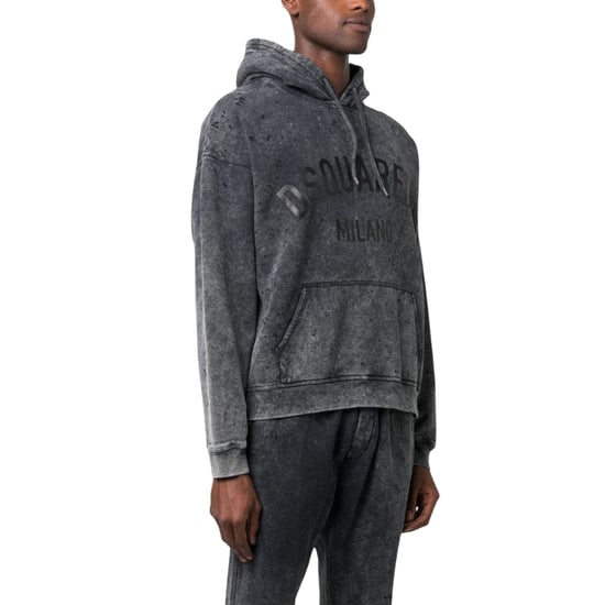 Dsquared2 Milano Destroyed Faded Look Grauer Hoodie - Image 4